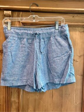 GAP Heathered Light Linen Blend Blue Drawstring Shorts